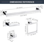 TQKAG 6-Piece Bathroom Towel Bar Sets Polished Chrome 23.6 inch Towel Bar Stainless Steel Towel Ring Coat Hook and Toilet Paper Holder Bathroom Hardware Set Wall Mounted Bathroom Accessories Kit