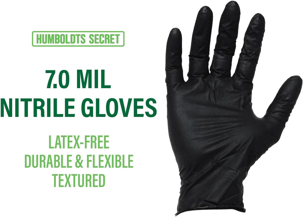 Humboldts Secret Black Nitrile Gloves Disposable Latex Free & Powder Free
