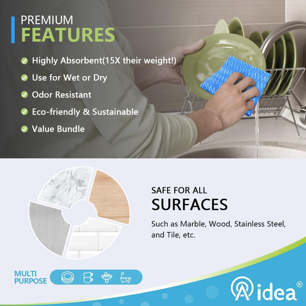 AIDEA Cleaning Wipes, Multi-Purpose Towel Reusable Cleaning Cloths 40Ct(1 Pack), Domestic Wipes, Dish Cloths(12''x24'')