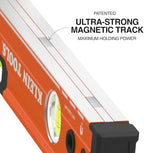 Klein Tools 93524MAG 24-Inch Box Level, Magnetic Box Beam Bubble Level, 3 Vials, High Visibility Orange, Aluminum Body, V-Groove and Magnet Track