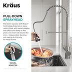 KRAUS Britt Commercial Style Pull-Down Single Handle Kitchen Faucet in Matte Black/Spot-Free Black Stainless Steel, KPF-1691MBSFSB