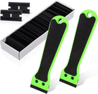 EHDIS 2pcs Plastic Razor Scraper 6-inch Long Handle Adhesive Remover Tool with 100 Double-Edge Blades for Window Tint Vinyl Scraper Decal Sticker Glue Remove (‌Neon-Green)