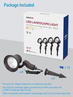 LEONLITE 8-Pack 10W RGB Low Voltage Landscape Lights, Color Changing Wall Wash Landscape Lighting Outdoor, 12V LED Landscape Spotlights, Uplight, ETL Listed, Aluminum, IP65 Waterproof