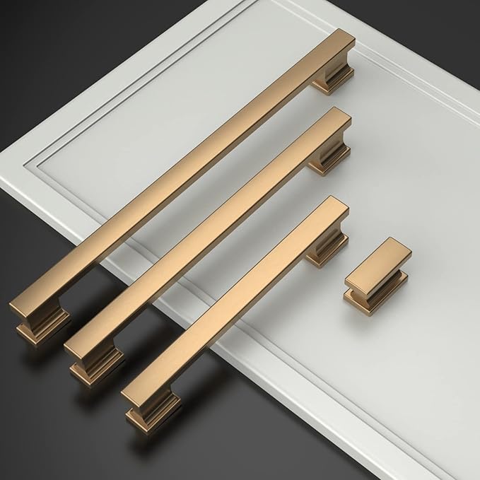 Asidrama 20 Pack 5 Inch(128mm) Hole Centers Champagne Bronze Kitchen Cabinet Handles,Brushed Brass Cabinet Pulls Kitchen Cabinet Hardware for Cupboard Gold Drawer Pulls