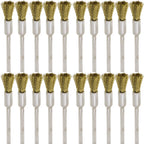 20PCS Brass Wire Brushes - Metal Rust Removal, Cleaning, and Polishing - 6mm Diameter, 1/8″ (3mm) Shaft - Removes Burrs, Dust, and Oxide Layer - Handles Rough Surfaces - Rotary Tool Accessories