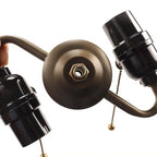 Bieye SC07 E26 Light Socket Cluster with Pull Chain Switch and Electrical Wiring Accessories (2-Light, Antique Brass)