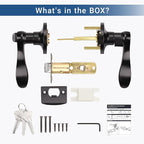 Knobonly 3 Pack Keyed Bathroom/Bedroom Door Lock, Matte Black Front Door Handle, Exterior Door Handle, Different Key for Each Pack, Zinc Alloy