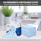 Microfiber Rags in A Box (50 Count) - Mwipes - 10" x 12" Reusable Wipes for Cleaning - Edgeless Terry Towels, Shop Rags, Wash, Dust, Disposable, House, Small Cleaning Cloths (Blue)