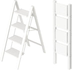 Taranta 4 Step Ladder,Aluminum Lightweight Folding 4 Step Stool with Anti-Slip Wide Pedal,330lbs Capacity Step Ladder for Household,Kitchen,Office - White