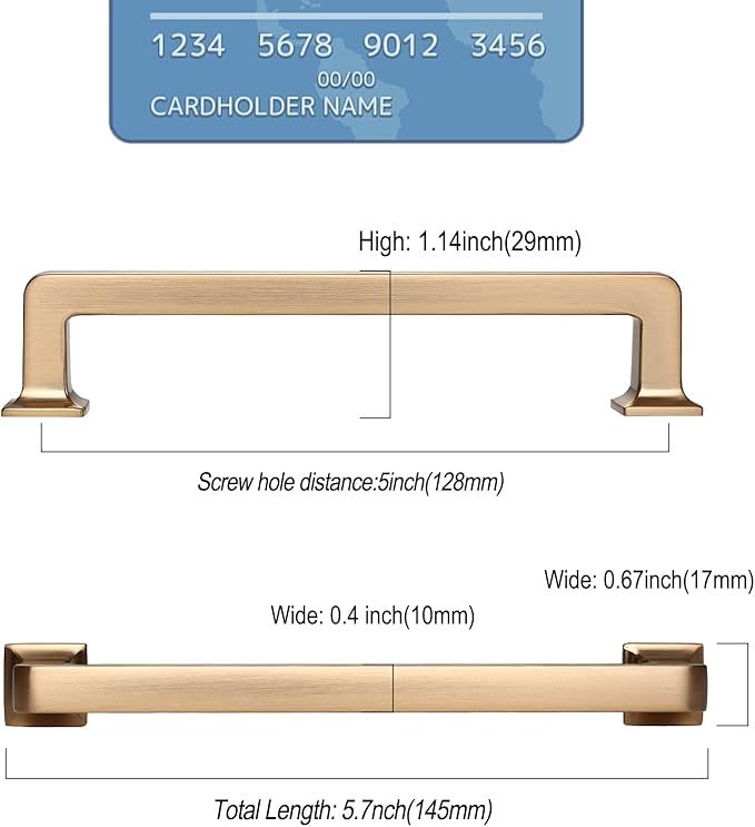 6 Pack 5 Inch Cabinet Handles - Champagne Bronze Cabinet Pulls for Kitchen & Dresser Drawers