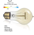 Jslinter 6-Pack Edison Light Bulb 60 Watt, Dimmable A19 Antique Vintage Old Fashioned E26 Incandescent Light Bulbs, Amber Warm White