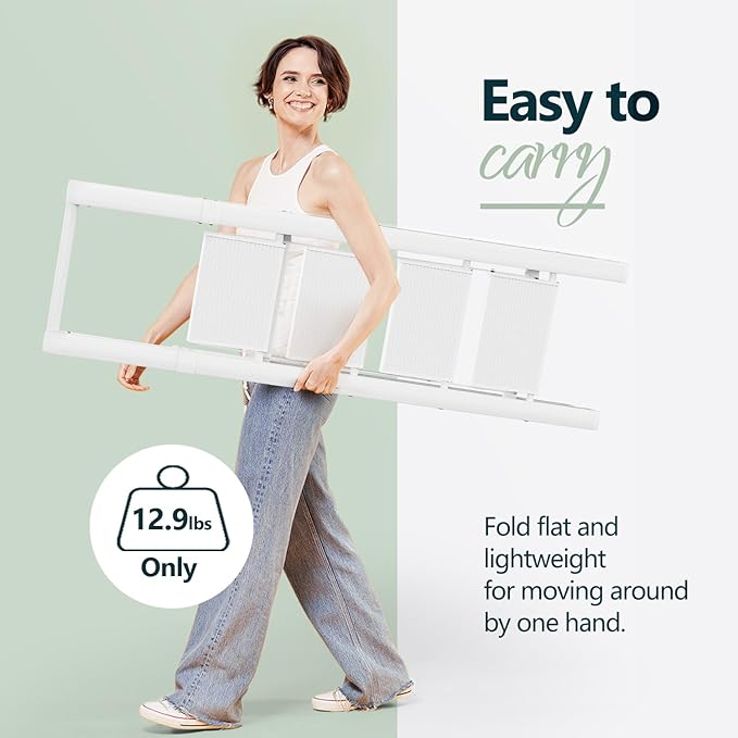 WOA WOA 4 Step Ladder for 10 Feet High Ceiling, Lightweight Foldable Ladder with Non-Slip Wide Pedals, Step Stool with Safe Handrail, Space Saving for Home, Kitchen, Indoor & Outdoor 300lbs - White