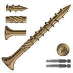 #8 x 1-5/8" Deck Screws (308Pcs) 2lb. Carbon Steel, Yellow, Flat Head, Rust Resistant epoxy Coated, with T25 Star Bit