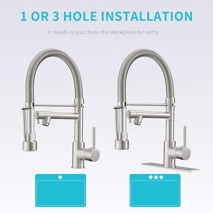 Fapully Pull Down Kitchen Faucet with Lock Sprayer,Single Handle Spring Stainless Steel Kitchen Sink Faucet Brushed Nickel