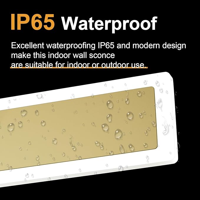 Outdoor Lights 2 Pack,Modern Outdoor Wall Light Fixture Long Strip LED Wall Sconce IP65 Anti Rust Warm Light 3000K Gold Exterior Wall Mount Lights for Entrance, Hallway, Garage, Porch