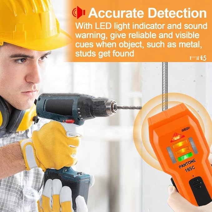 Stud Finder Wall Scanner Wood and Metal Detector Sensor for 3/4 inch Thickness Wall (ST102-Orange)