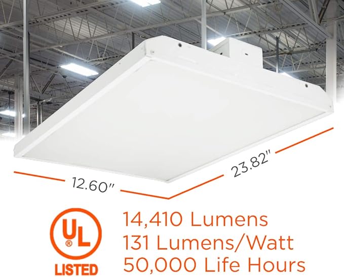 GoodBulb 110-Watt 2 Foot High Bay | 4000K Cool White Light Color | High Output 14410 Lumens | Wired 100-277V High Bay | 50000 Life Hours 131LM/W