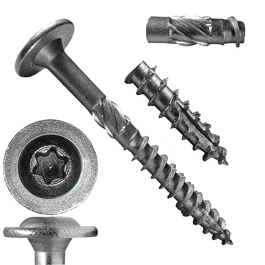 Jake Sales #15 x 2-1/2" Construction Lag Screw Stainless Steel T-30 Torx/Star Drive Heavy Duty Lag Screw Far Superior to Common Lag Screws Modified Truss Washer Head - 50 Count