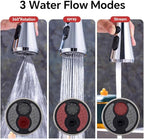 Universal Kitchen Faucet Replacement Pull Down Sprayer with 3-Spray Modes & 16 Adapters - Compatible with Moen, Kohler, and Delta and Sink Faucets (Chrome silver)