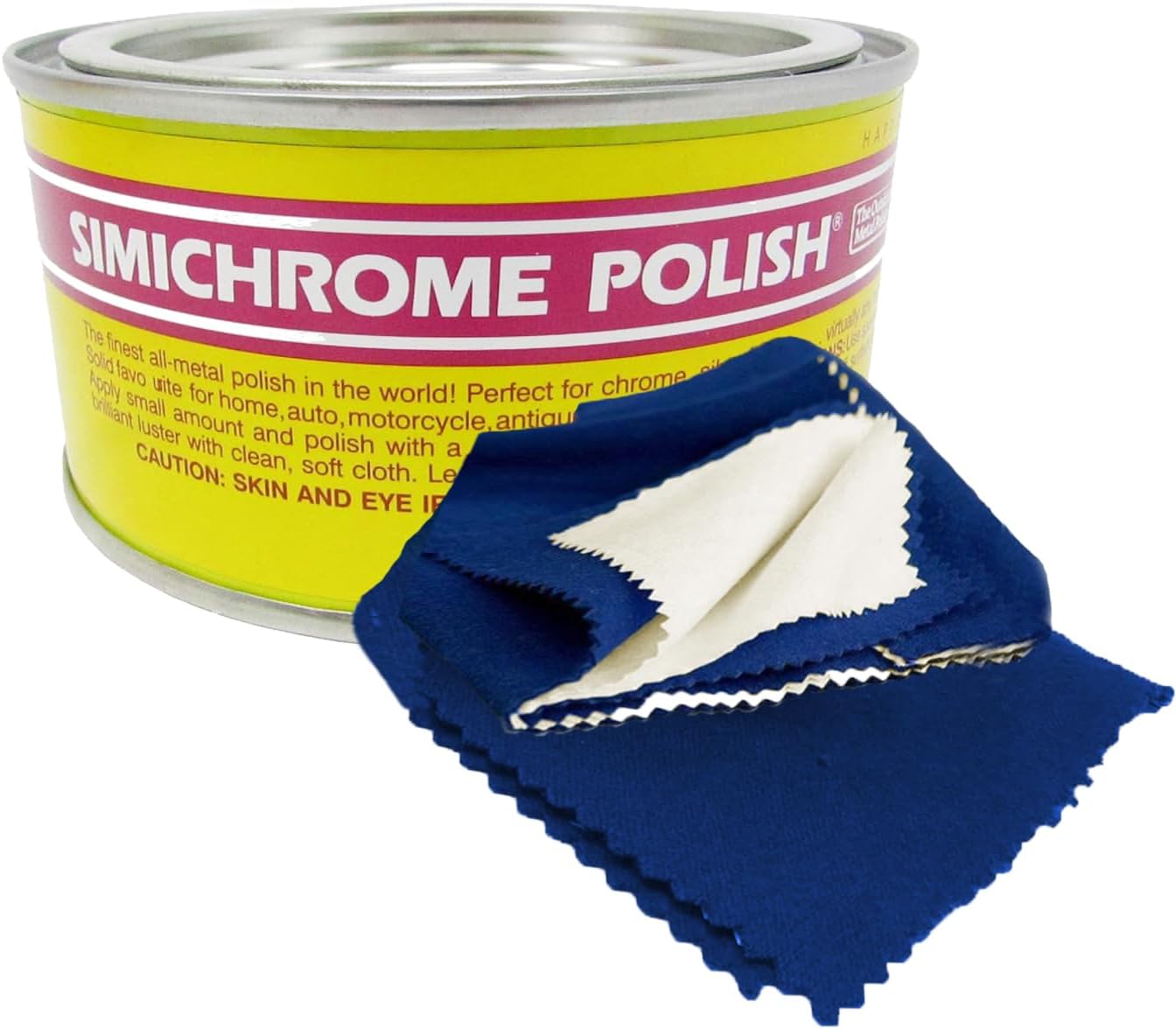 Rosenthal Collection – Simichrome Metal Polish Cream for Chrome, Aluminum, Silver & More – Heavy-Duty Mirror Finish Polish for Cars, Tools, Jewelry – 250g Can with Bonus Polishing Cloth
