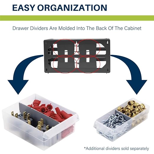 Akro-Mils 26-Drawer Plastic Drawer Storage Cabinet for Garage Organization, Bead Organizer, Building Bricks Storage, Teacher Toolbox, Makeup Organizer, 20-Inch W x 6-Inch D x 10-Inch H, 10126 Black