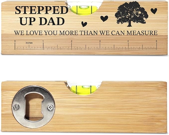 Steppedup Dad Birthday Gifts from Daughter Son Wife Ideal Christmas Tool Gifts for Dad Father Daddy Step Bonus New Dads Spirit Level Bottle Opener Present for Birthday Fathers Day