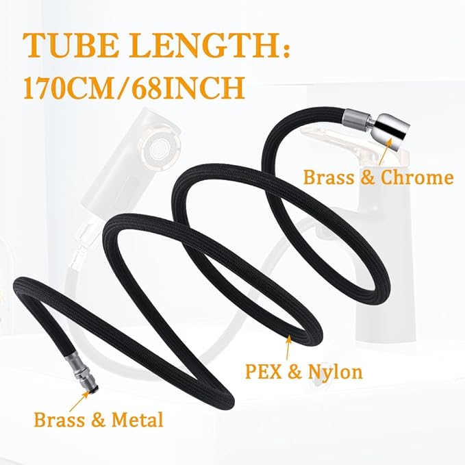 Pull out Hose Kit Compatible for K-1219935-BC with 13.5oz Pull Down Faucet Hose Weight Ball, Classic Pull-Out Hose for Kohler K-1219935-BC/K-1304674-BC Hose Replacement Parts, Black