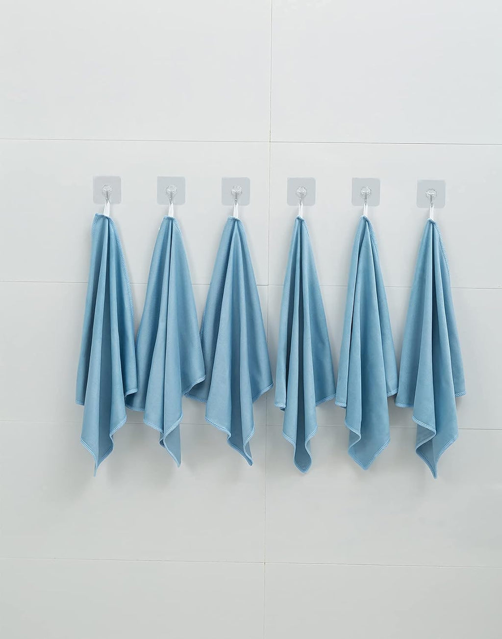 6 Pack Microfiber Glass Cleaning Cloth, 16 Inch X 16 Inch, Lint Free Quickly Clean Window, Glasses, Windshields, Mirrors, and Stainless Steel, Blue