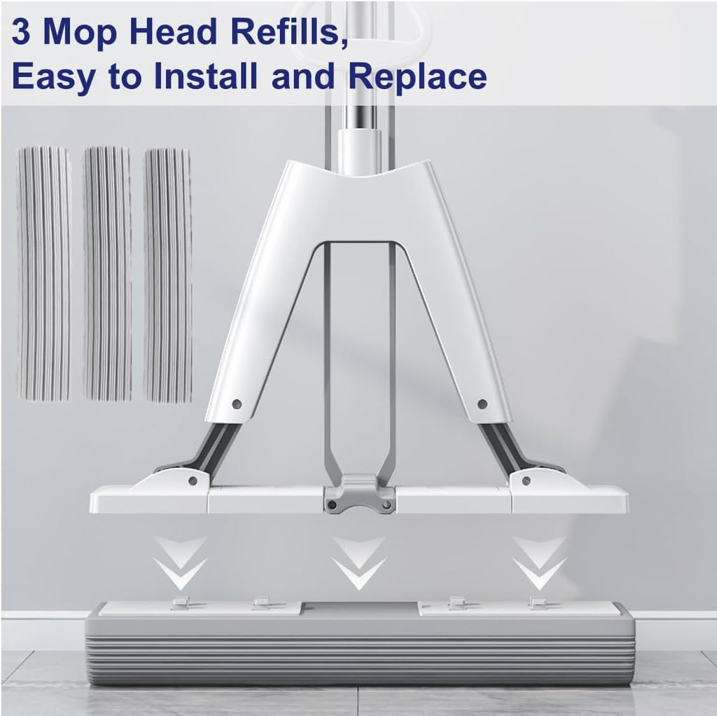 Mop and Bucket with Wringer Set for Home Floor Cleaning, Self Squeezing mini Hand mop with 3 Absorbent Sponge Mop Refills and Adjustable Height