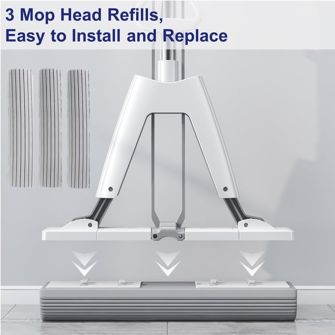 Mop and Bucket with Wringer Set for Home Floor Cleaning, Self Squeezing mini Hand mop with 3 Absorbent Sponge Mop Refills and Adjustable Height