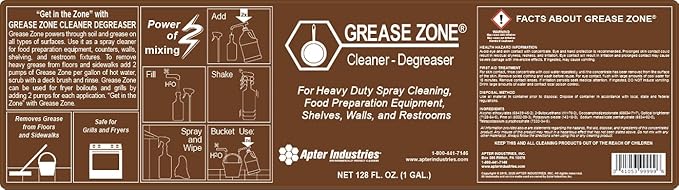 Grease Zone Food Safe Degreaser & All-Purpose Cleaner – Concentrated Restaurant Cleaning Degreaser for Fryer Boil Out & Kitchen Surfaces, 1 Gallon