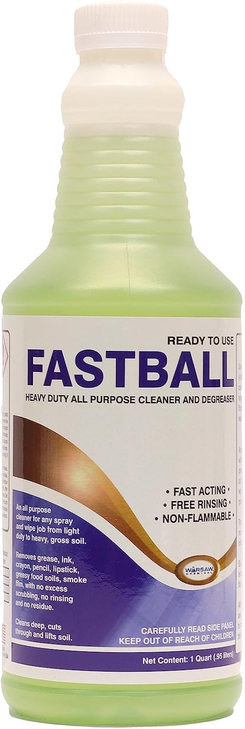 Warsaw Fastball Heavy Duty All Purpose Cleaner and Degreaser - 1 Quart - 12 Per Case - Industrial Cleaning Agent (12)