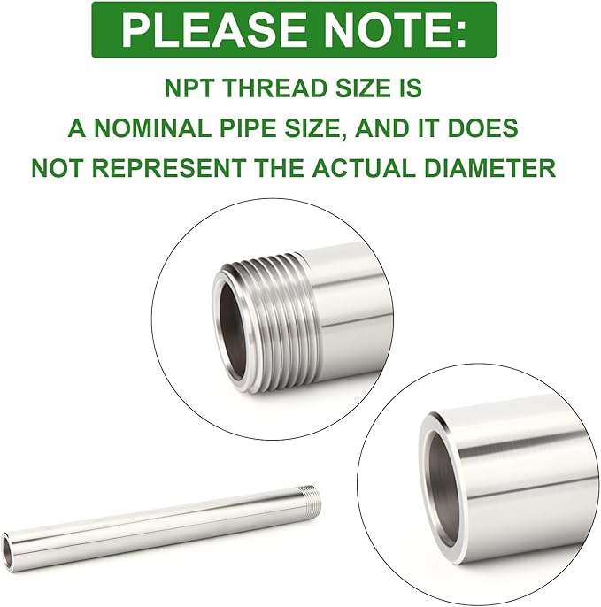 TAISHER 1PCS 304 Stainless Steel Pipe Fittings, 3/4" NPT Male Threaded, 10" Length Weld Nipple Cast Pipe