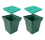 2 Sets 12.5x12.5x14.3in Underground Splice Boxes W/Solid Inspection Cover Deep Enclosure Precast PE Pull Distribution Pit Access Electrical Junction Boxes Drillable Tapered Wiring Cable Box