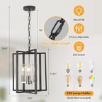 Modern Farmhouse Chandelier for Dining Room, 3 Light Black and Nickel Entryway Light Fixture Adjustable Pendant Lights Kitchen Island Rustic Hanging Chandelier for Foyer Living Room Hallway Bedroom