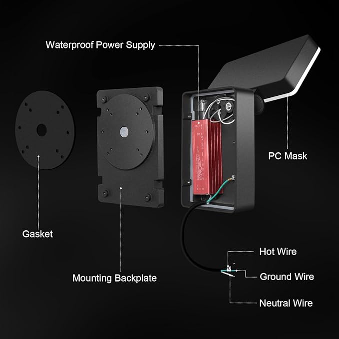 60W LED Flood Light Outdoor Wall Pack 5000K 360° Rotatable Head IP65 Waterproof 6000LM 85V-277V Commercial Flood Security Wall Mount Porch Lights for Indoor,Garage,Yard,Barn,Bedroom