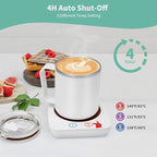 VOBAGA Coffee Warmer & Mug Warmer for Home Office Home Desk Use, Electric Cup Beverage Warmer with 3 Temperature Settings for Tea, Water, Cocoa with Auto Shut Off After 4 Hours (White Warmer Set)