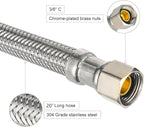 (Pack of 2) EFIELD Faucet Supply Lines, 1/2" FIP x 3/8" COMP Faucet Hose, 20-inch length Stainless Steel Braided Supply Line,(HOSE047)