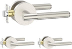 Amerdeco 3 Pack Brushed Satin Nickel Passage Knurled Door Handles, Heavy Duty Non-Locking Door Lever for Hall, Closet, Office Area, Shopping Malls AM0016
