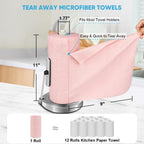 AIDEA Microfiber Cleaning Cloth 165 Sheets 3 Roll, Pink, Microfiber Towels for Cars, Shop Towels, Shop Rags Washable,Cleaning Rags Reusable Paper Towels for Automotive, Workshops, House,11×9"