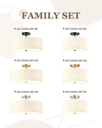 Semi Flush Mount Ceiling Lights, 4-Light 18" Ceiling Light Fixture with White Pleated Fabric Shade, Brushed Nickel Drum Lamp for Nursery Hallway Bedroom Kitchen, AD-25036-4SF-SN