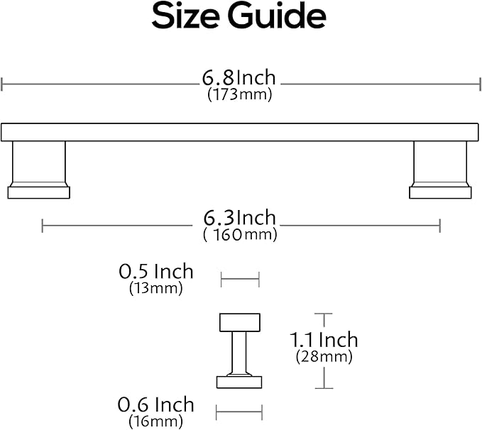 Alzassbg 15 Pack Matt Black Cabinet Pulls, 6-1/4 Inch(160mm) Hole Centers Kitchen Cabinet Handles for Cabinets and Drawers AL3061MB