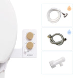 TUSHY Spa Royale Warm Water Bidet Seat Attachment. Self Cleaning Water Sprayer, Adjustable Pressure Nozzle, Angle Control. (Requires Sink Access for Water Temperature Control), Gold Knobs