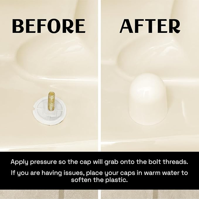 Stinky John's Tall Toilet Bolt Caps - Universal Fit with a Round Top - Almond Colored Caps - 2 count (1 package)