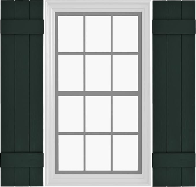 Board & Batten Vinyl Shutters (1 Pair) | 11"x39" (3-Board) - Heathered Spruce | Exterior Window Shutters | Includes Mounting Hardware | Simple Installation | Made in USA