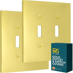 RIO SALTO Modern Metal Vibrant Yellow Gold Double Toggle Light Switch Cover Metal Decorative Toggle Switch Covers Wall Plate Outlet Cover Electric Socket Double Togle (Double Toggle 2-Gang)