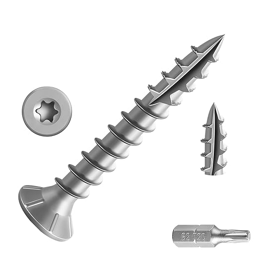 8 * 1-1/4" 304 Stainless Steel Deck Screws, (520pcs) 2 lbs.Exterior Wood Screws, Rust Resistant epoxy Coated, Bronze, T20 Star Bit