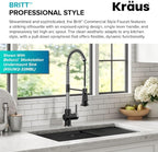 KRAUS Britt Commercial Style Single Handle Pull Down Kitchen Faucet in Spot-Free Stainless Steel/Matte Black, KPF-1691SFSMB