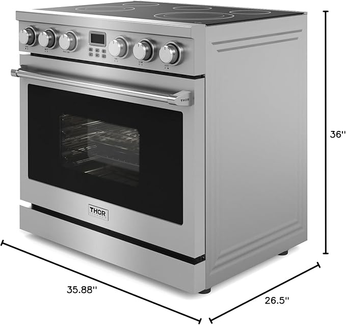 THOR Kitchen Professional 36-Inch Electric Range in Stainless Steel - Model ARE36