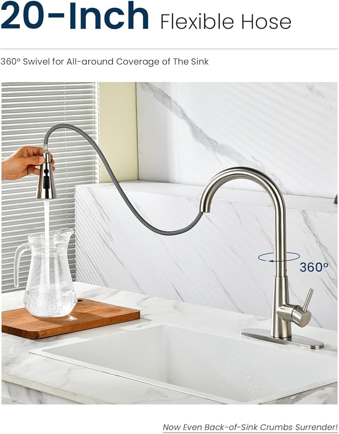 APPASO Touchless Kitchen Faucet with Soap Dispenser Brushed Nickel, Side Motion Sensor Kitchen Faucet, Single Hanle 3-Mode Hands-Free Faucet for Kitchen Sink